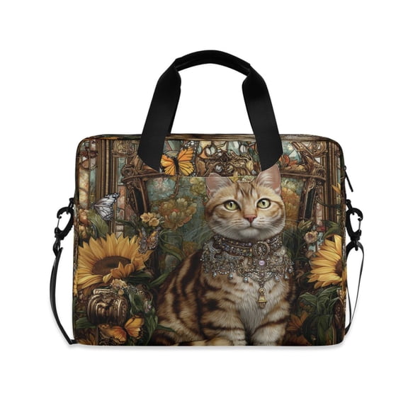 16" Laptop Briefcase, Detachable Anti-Slip Shoulder Strap, Multi-Compartment Work Travel Bag A Regal Tabby Cat