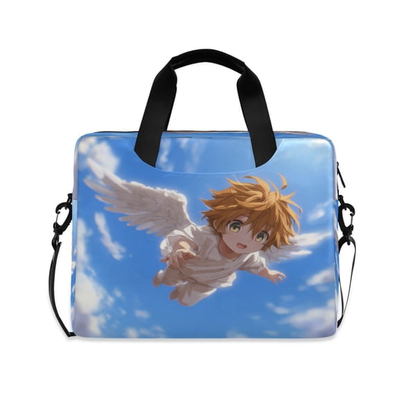 16" Laptop Briefcase, Detachable Anti-Slip Shoulder Strap, Multi-Compartment Work Travel Bag Anime Angel