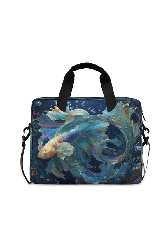 16" Laptop Briefcase, Detachable Anti-Slip Shoulder Strap, Multi-Compartment Work Travel Bag Beautiful Betta Fish