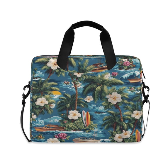 16" Laptop Briefcase, Detachable Anti-Slip Shoulder Strap, Multi-Compartment Work Travel Bag Beautiful Hawaiian