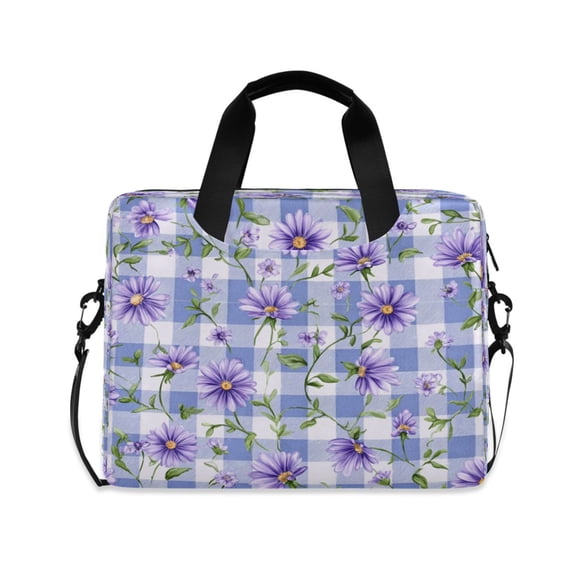 16" Laptop Briefcase, Detachable Anti-Slip Shoulder Strap, Multi-Compartment Work Travel Bag Beautiful Lush Purple Daisies
