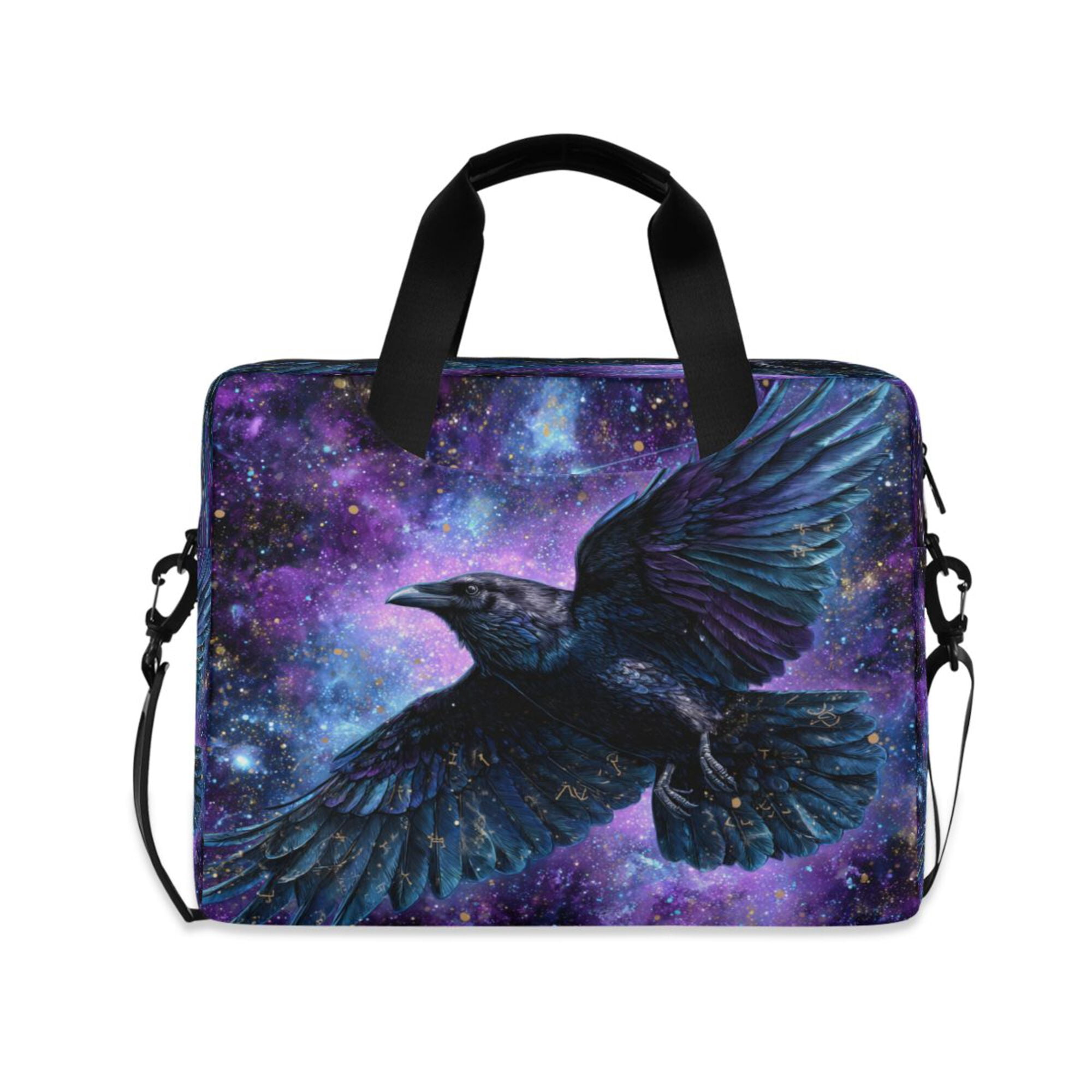 16" Laptop Briefcase, Detachable Anti-Slip Shoulder Strap, Multi-Compartment Work Travel Bag Black Raven
