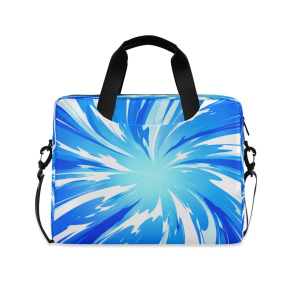 16" Laptop Briefcase, Detachable Anti-Slip Shoulder Strap, Multi-Compartment Work Travel Bag Blue Swirl Motion