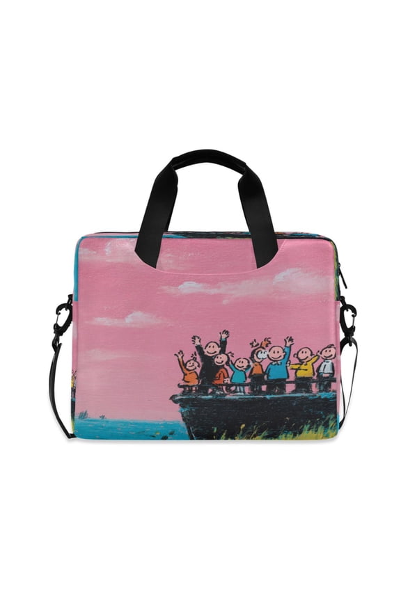 16" Laptop Briefcase, Detachable Anti-Slip Shoulder Strap, Multi-Compartment Work Travel Bag Cartoon Characters