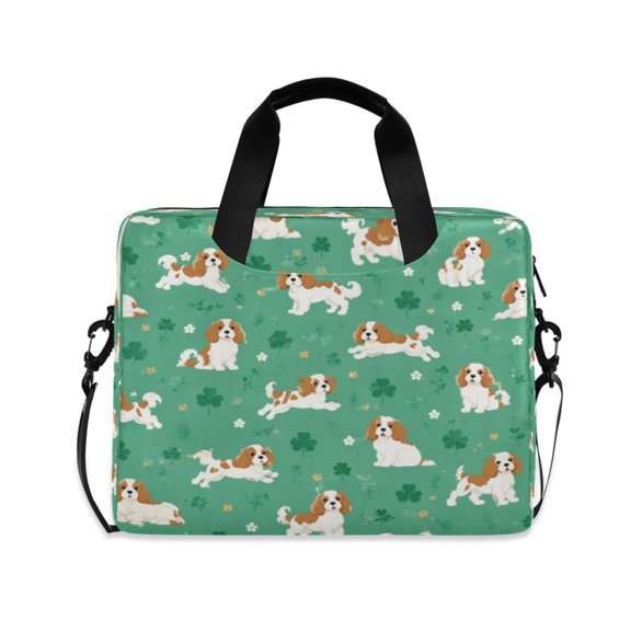 16" Laptop Briefcase, Detachable Anti-Slip Shoulder Strap, Multi-Compartment Work Travel Bag Cavalier Charles Spaniel Pattern