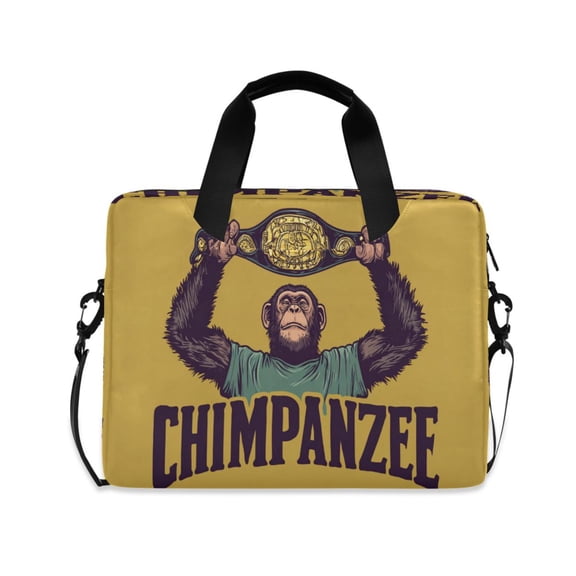 16" Laptop Briefcase, Detachable Anti-Slip Shoulder Strap, Multi-Compartment Work Travel Bag Chimpanzee