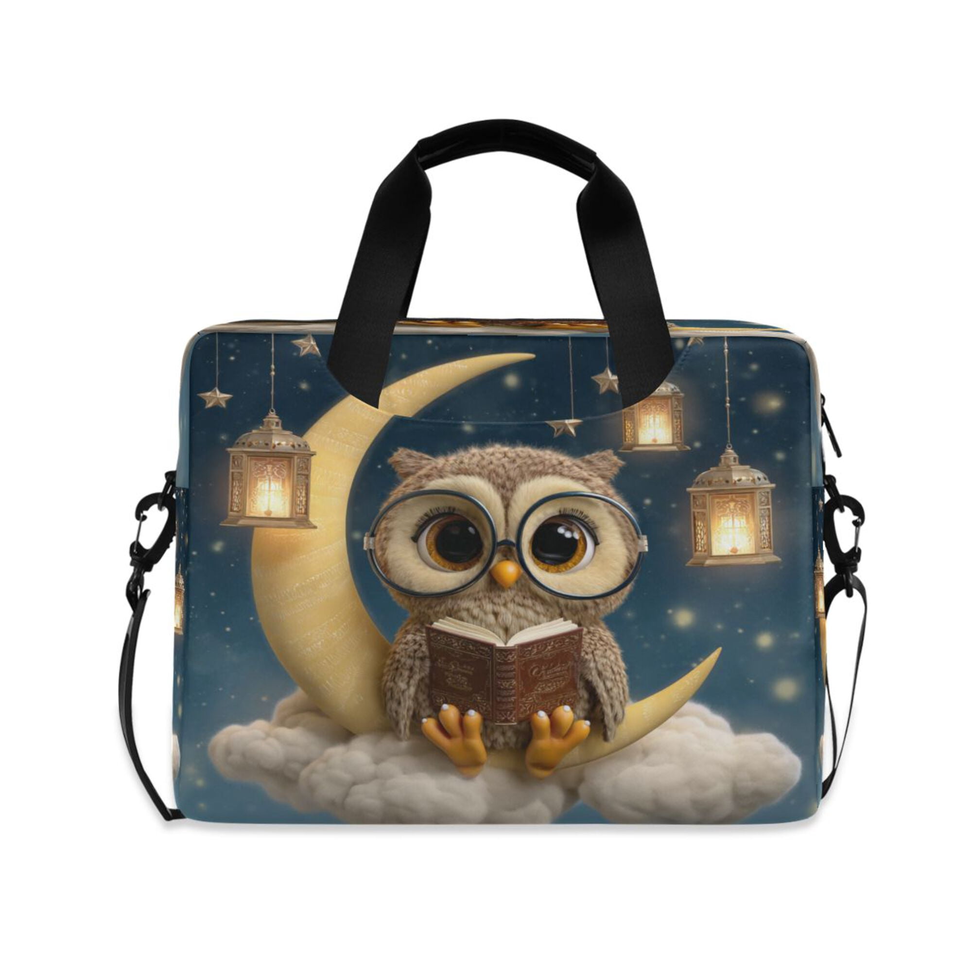 16" Laptop Briefcase, Detachable Anti-Slip Shoulder Strap, Multi-Compartment Work Travel Bag Cute Owl