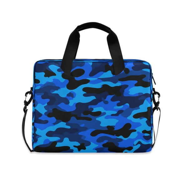 16" Laptop Briefcase, Detachable Anti-Slip Shoulder Strap, Multi-Compartment Work Travel Bag Dark Blue Army Camouflage