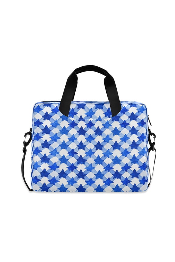 16" Laptop Briefcase, Detachable Anti-Slip Shoulder Strap, Multi-Compartment Work Travel Bag Dark Blue Five-pointed Star
