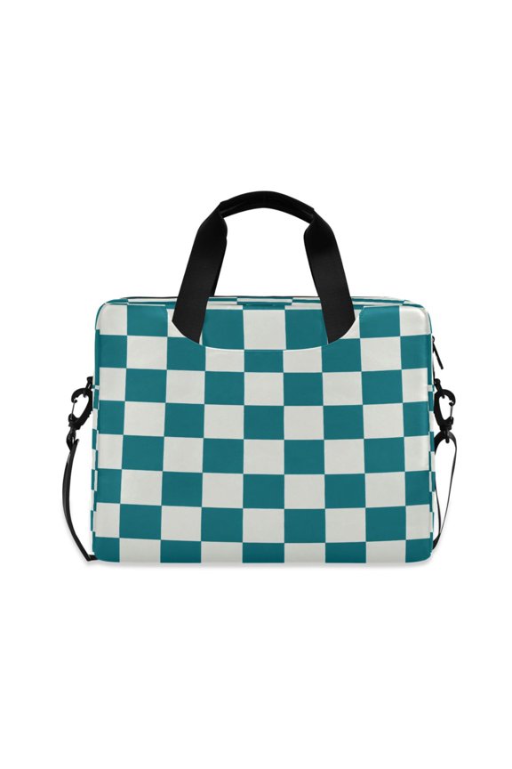 16" Laptop Briefcase, Detachable Anti-Slip Shoulder Strap, Multi-Compartment Work Travel Bag Dark Green Plaid