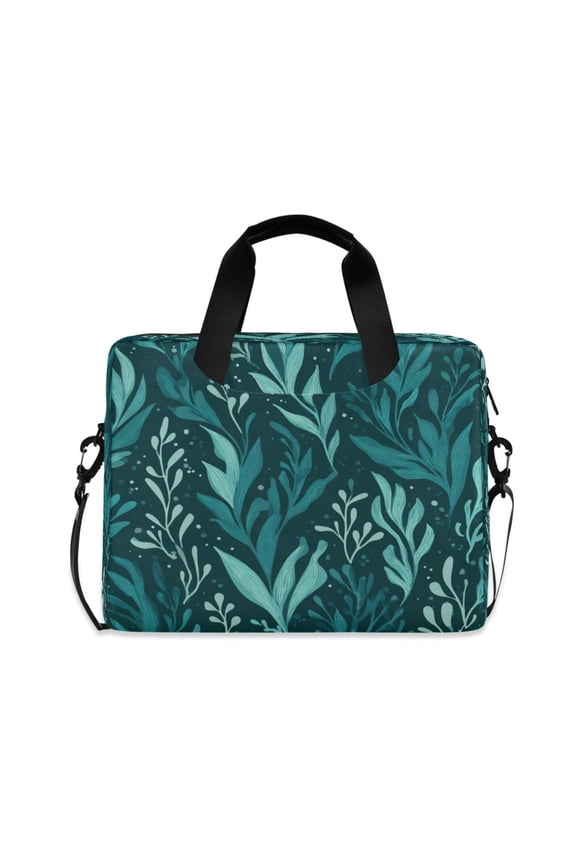 16" Laptop Briefcase, Detachable Anti-Slip Shoulder Strap, Multi-Compartment Work Travel Bag Dark Green Seaweed