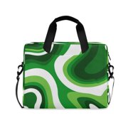 16" Laptop Briefcase, Detachable Anti-Slip Shoulder Strap, Multi-Compartment Work Travel Bag Deep Green Thick Lines
