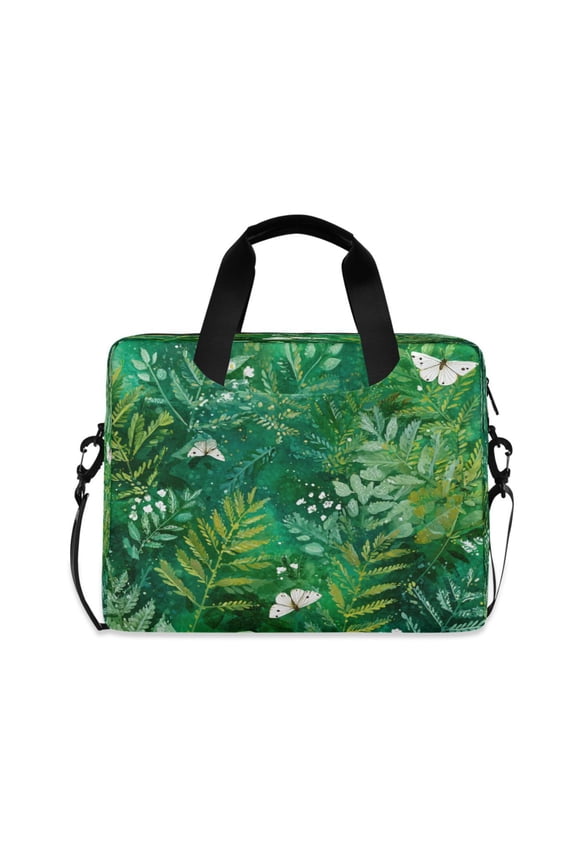 16" Laptop Briefcase, Detachable Anti-Slip Shoulder Strap, Multi-Compartment Work Travel Bag Ferns and Moths