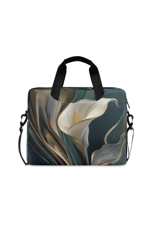 16" Laptop Briefcase, Detachable Anti-Slip Shoulder Strap, Multi-Compartment Work Travel Bag Flowing Magnolia