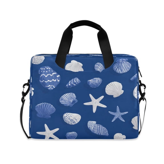 16" Laptop Briefcase, Detachable Anti-Slip Shoulder Strap, Multi-Compartment Work Travel Bag Fresh Coastal Seashell Pattern