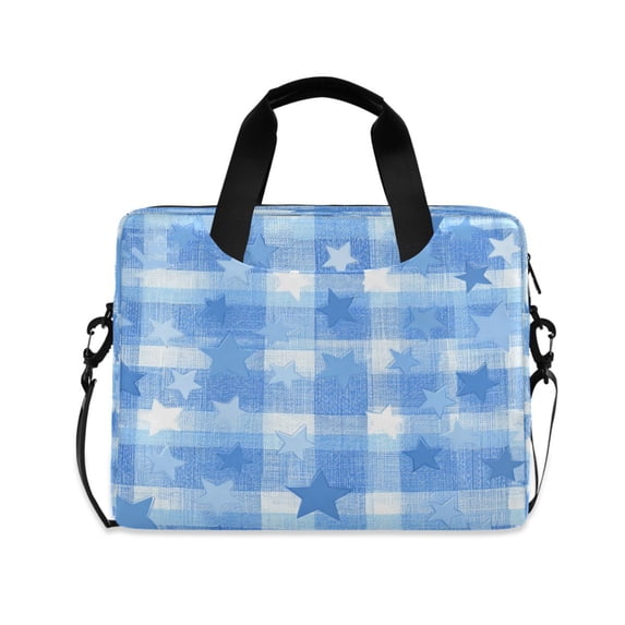 16" Laptop Briefcase, Detachable Anti-Slip Shoulder Strap, Multi-Compartment Work Travel Bag Gentle Blue Stars
