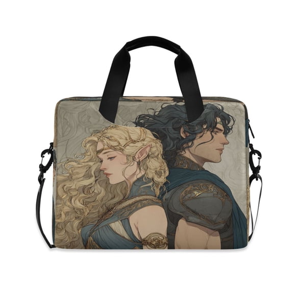 16" Laptop Briefcase, Detachable Anti-Slip Shoulder Strap, Multi-Compartment Work Travel Bag Kingdom Soldier Couple