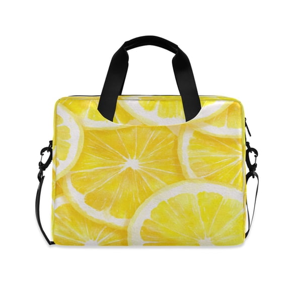16" Laptop Briefcase, Detachable Anti-Slip Shoulder Strap, Multi-Compartment Work Travel Bag Lemon Slice Pattern
