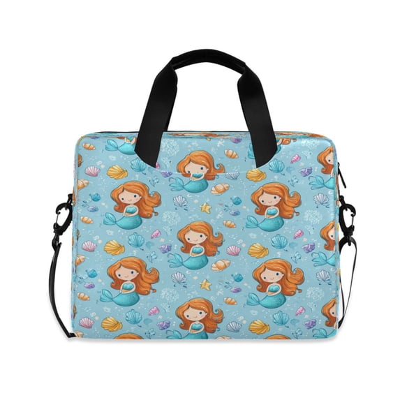 16" Laptop Briefcase, Detachable Anti-Slip Shoulder Strap, Multi-Compartment Work Travel Bag Little Mermaids and Seashells