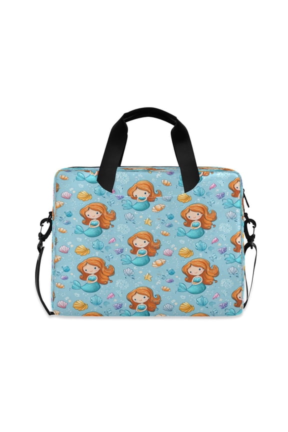 16" Laptop Briefcase, Detachable Anti-Slip Shoulder Strap, Multi-Compartment Work Travel Bag Little Mermaids and Seashells