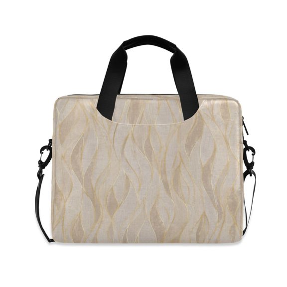 16" Laptop Briefcase, Detachable Anti-Slip Shoulder Strap, Multi-Compartment Work Travel Bag Luxury Elegant Wave Pattern