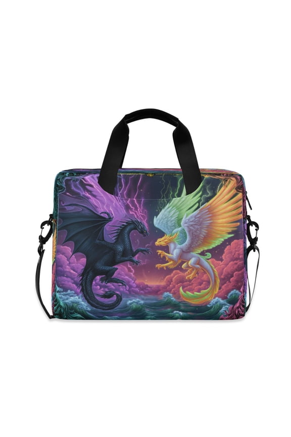 16" Laptop Briefcase, Detachable Anti-Slip Shoulder Strap, Multi-Compartment Work Travel Bag Magic Dragon Game Card