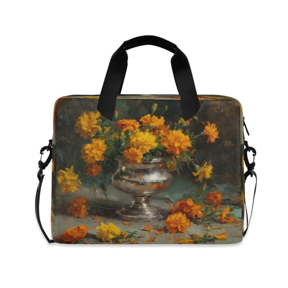 16" Laptop Briefcase, Detachable Anti-Slip Shoulder Strap, Multi-Compartment Work Travel Bag Marigolds