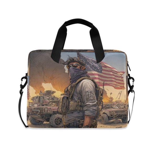 16" Laptop Briefcase, Detachable Anti-Slip Shoulder Strap, Multi-Compartment Work Travel Bag Mask Guy