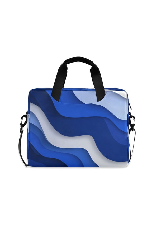 16" Laptop Briefcase, Detachable Anti-Slip Shoulder Strap, Multi-Compartment Work Travel Bag Navy Blue Color Palette