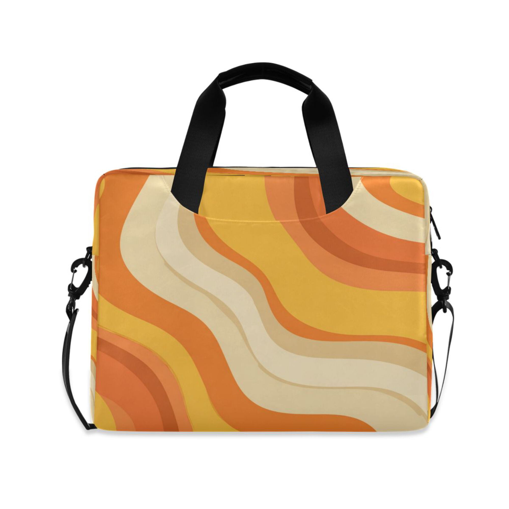 16" Laptop Briefcase, Detachable Anti-Slip Shoulder Strap, Multi-Compartment Work Travel Bag Orange Color Clash Pattern