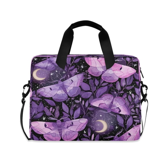 16" Laptop Briefcase, Detachable Anti-Slip Shoulder Strap, Multi-Compartment Work Travel Bag Pastel Purple and Lilac Moths