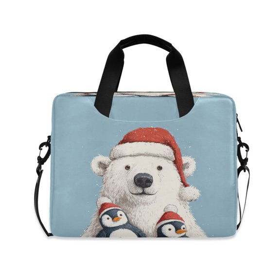 16" Laptop Briefcase, Detachable Anti-Slip Shoulder Strap, Multi-Compartment Work Travel Bag Polar Bear Penguin Sticker Pattern