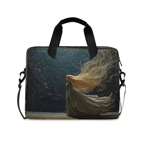 16" Laptop Briefcase, Detachable Anti-Slip Shoulder Strap, Multi-Compartment Work Travel Bag Princess with Long Hair