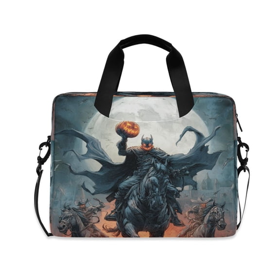 16" Laptop Briefcase, Detachable Anti-Slip Shoulder Strap, Multi-Compartment Work Travel Bag Pumpkin Evil Knight
