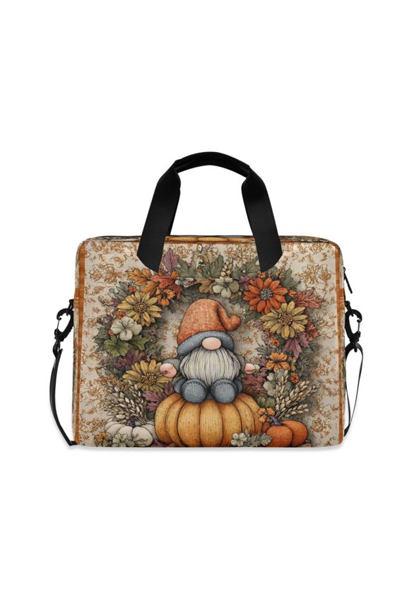 16" Laptop Briefcase, Detachable Anti-Slip Shoulder Strap, Multi-Compartment Work Travel Bag Pumpkin Old Elf