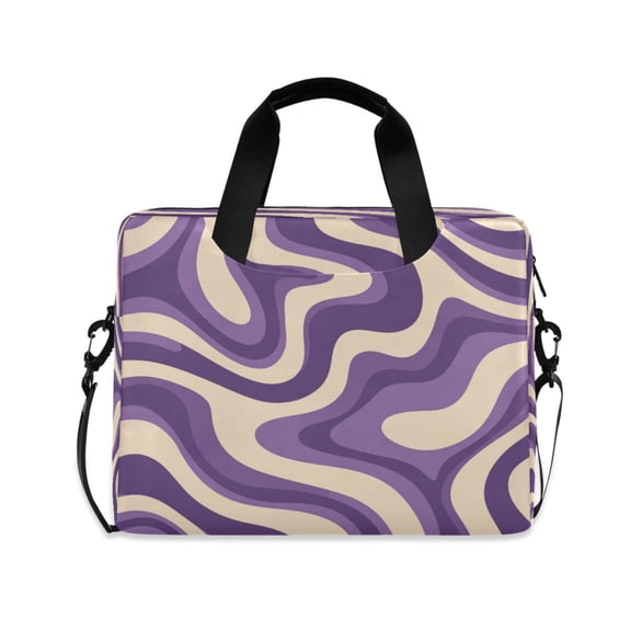 16" Laptop Briefcase, Detachable Anti-Slip Shoulder Strap, Multi-Compartment Work Travel Bag Purple Creamy Pattern