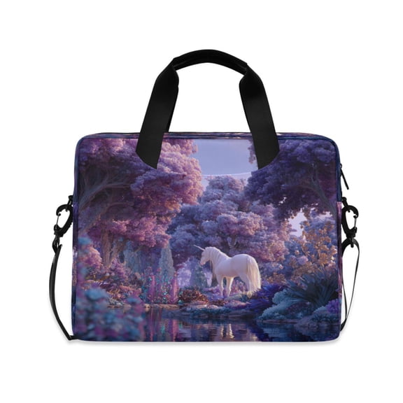 16" Laptop Briefcase, Detachable Anti-Slip Shoulder Strap, Multi-Compartment Work Travel Bag Purple World