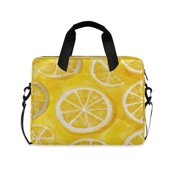16" Laptop Briefcase, Detachable Anti-Slip Shoulder Strap, Multi-Compartment Work Travel Bag Retro Lemon Slice Pattern
