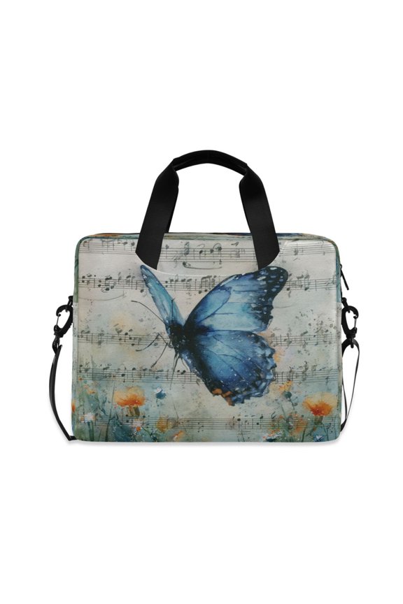 16" Laptop Briefcase, Detachable Anti-Slip Shoulder Strap, Multi-Compartment Work Travel Bag Rhapsodies and Butterfly