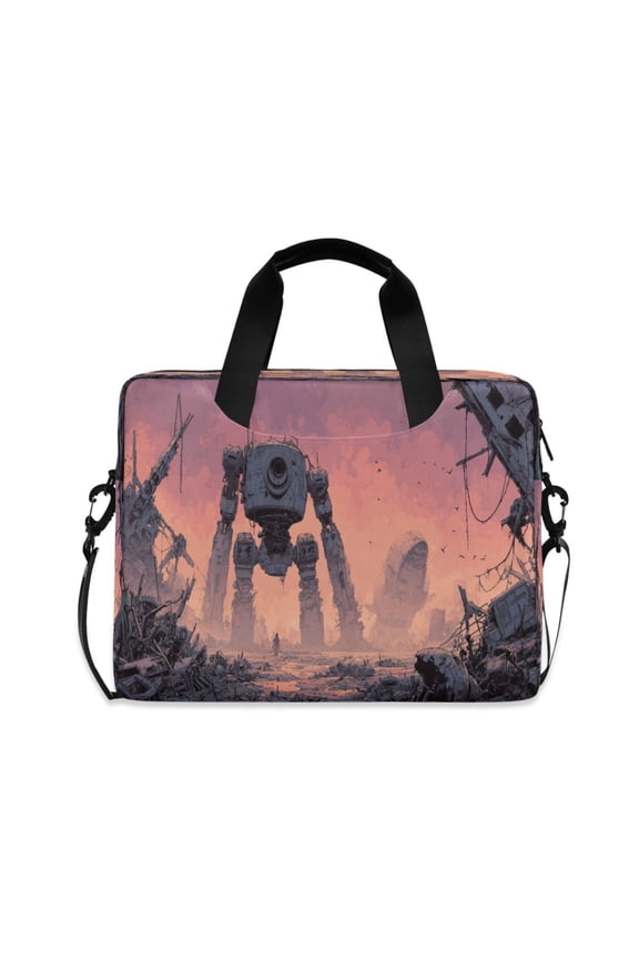 16" Laptop Briefcase, Detachable Anti-Slip Shoulder Strap, Multi-Compartment Work Travel Bag Ruined City