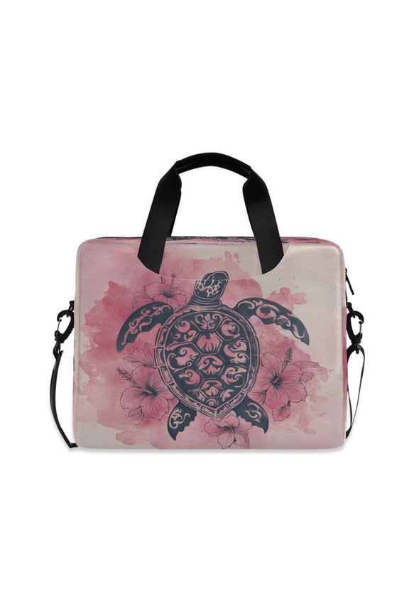 16" Laptop Briefcase, Detachable Anti-Slip Shoulder Strap, Multi-Compartment Work Travel Bag Sea Turtle Print Pattern