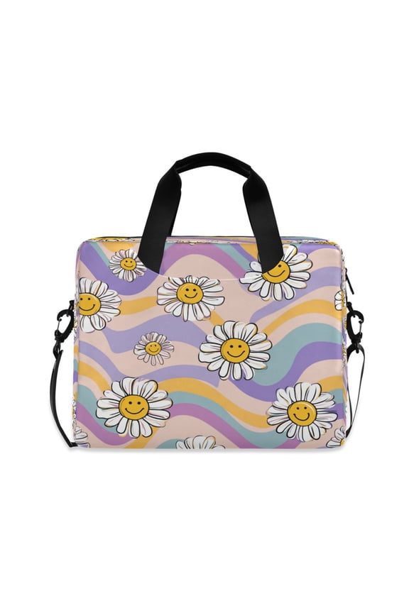 16" Laptop Briefcase, Detachable Anti-Slip Shoulder Strap, Multi-Compartment Work Travel Bag Smiley Faces