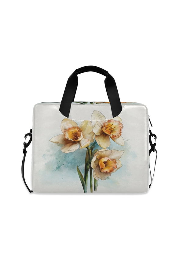 16" Laptop Briefcase, Detachable Anti-Slip Shoulder Strap, Multi-Compartment Work Travel Bag Soft Bloom Trio Pattern