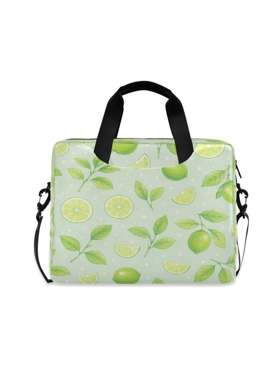 16" Laptop Briefcase, Detachable Anti-Slip Shoulder Strap, Multi-Compartment Work Travel Bag Soft Green Lime Star Art