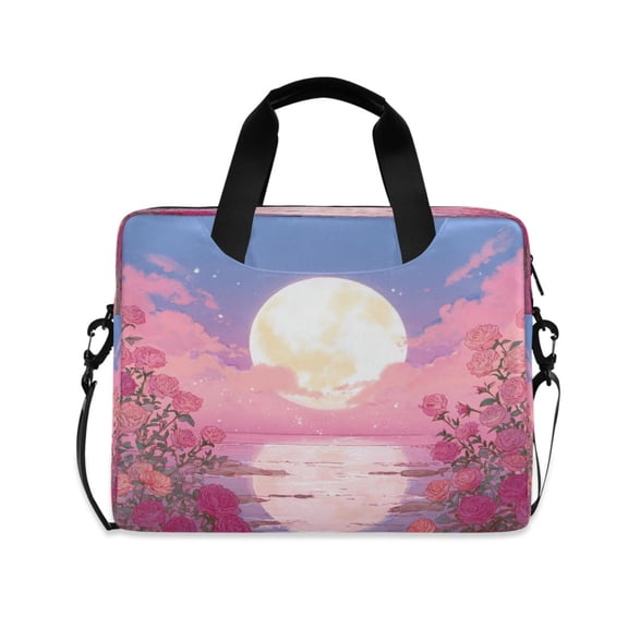 16" Laptop Briefcase, Detachable Anti-Slip Shoulder Strap, Multi-Compartment Work Travel Bag Soft Pink Sky