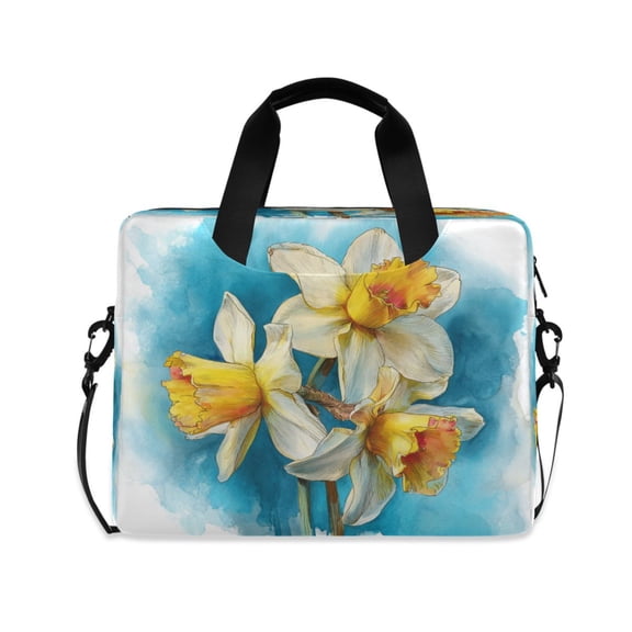 16" Laptop Briefcase, Detachable Anti-Slip Shoulder Strap, Multi-Compartment Work Travel Bag Spring Daffodils