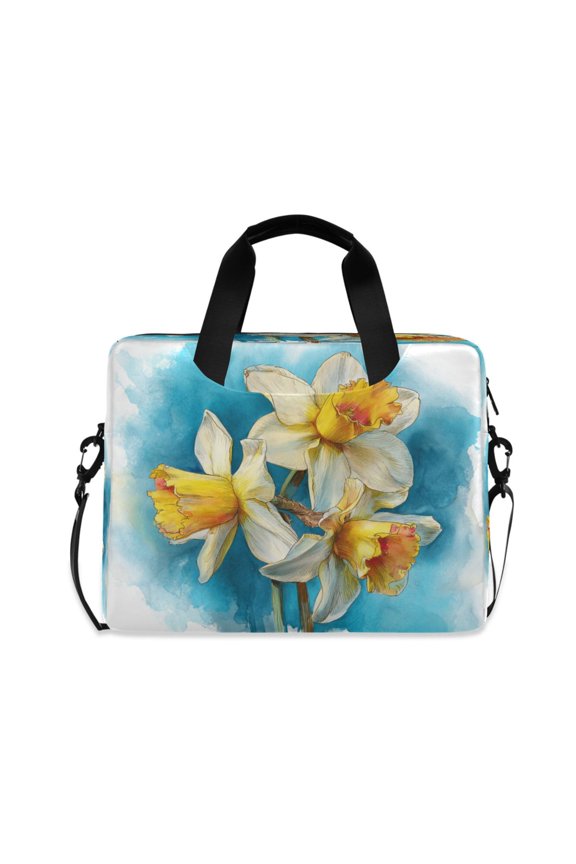 16" Laptop Briefcase, Detachable Anti-Slip Shoulder Strap, Multi-Compartment Work Travel Bag Spring Daffodils