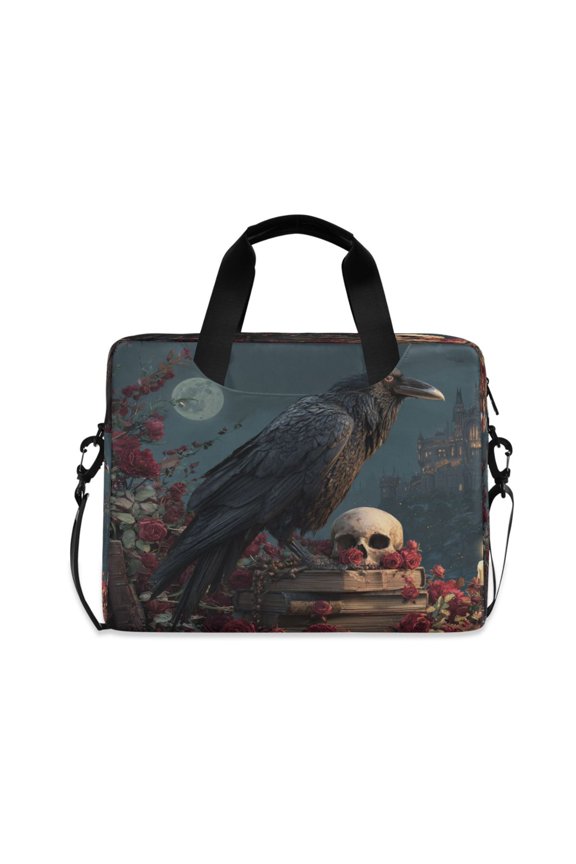 16" Laptop Briefcase, Detachable Anti-Slip Shoulder Strap, Multi-Compartment Work Travel Bag The Night Black Raven