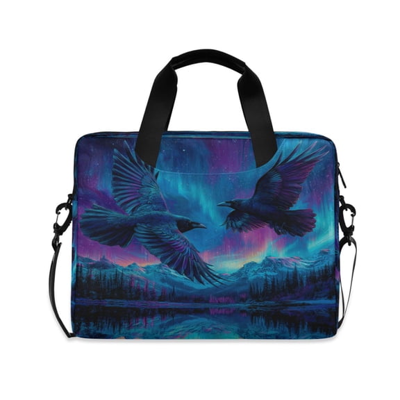 16" Laptop Briefcase, Detachable Anti-Slip Shoulder Strap, Multi-Compartment Work Travel Bag Two Black Majestic Ravens