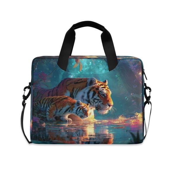 16" Laptop Briefcase, Detachable Anti-Slip Shoulder Strap, Multi-Compartment Work Travel Bag Two Tigers